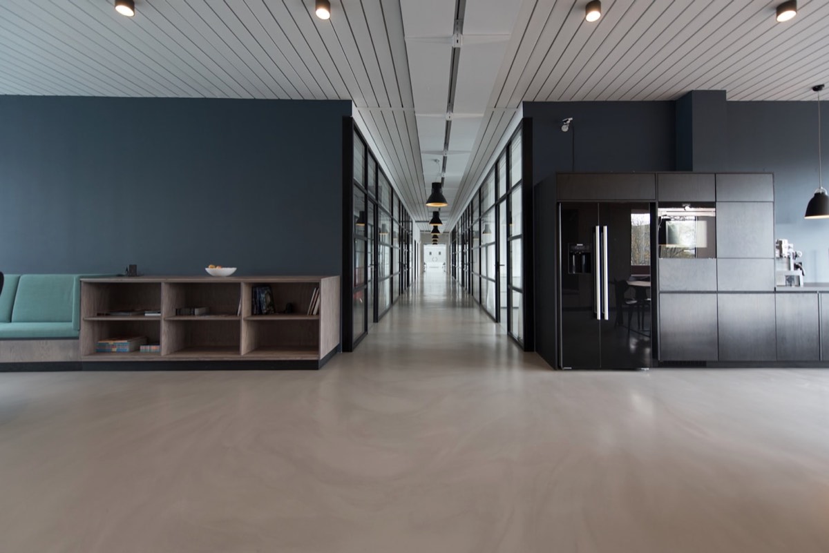 An empty modern office corridor