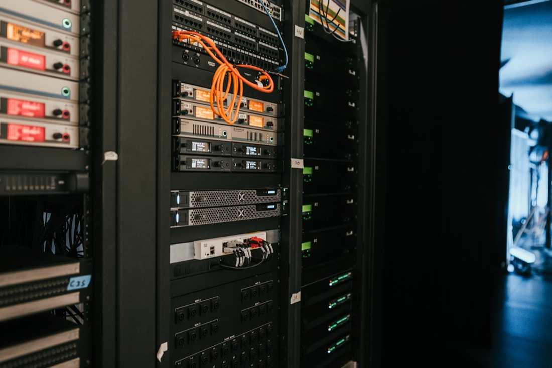 A rack of compute in a small machine room